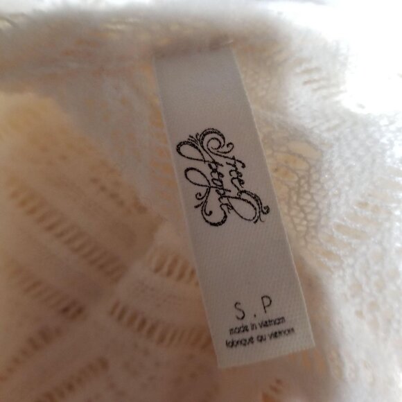 Free People Cream Lace Peplum Tunic Top With Long Sleeves & Open Back Detail - W - Picture 4 of 4